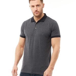 ASOS French Connection Mens Contrast Collar Polo Marine Melange in Charcoal Gray